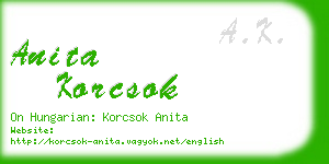 anita korcsok business card